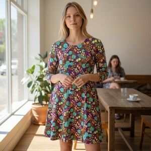 Vintage 60s Handmade Floral Mod Go Go Dress Psychedelic Groovy Retro Hippie